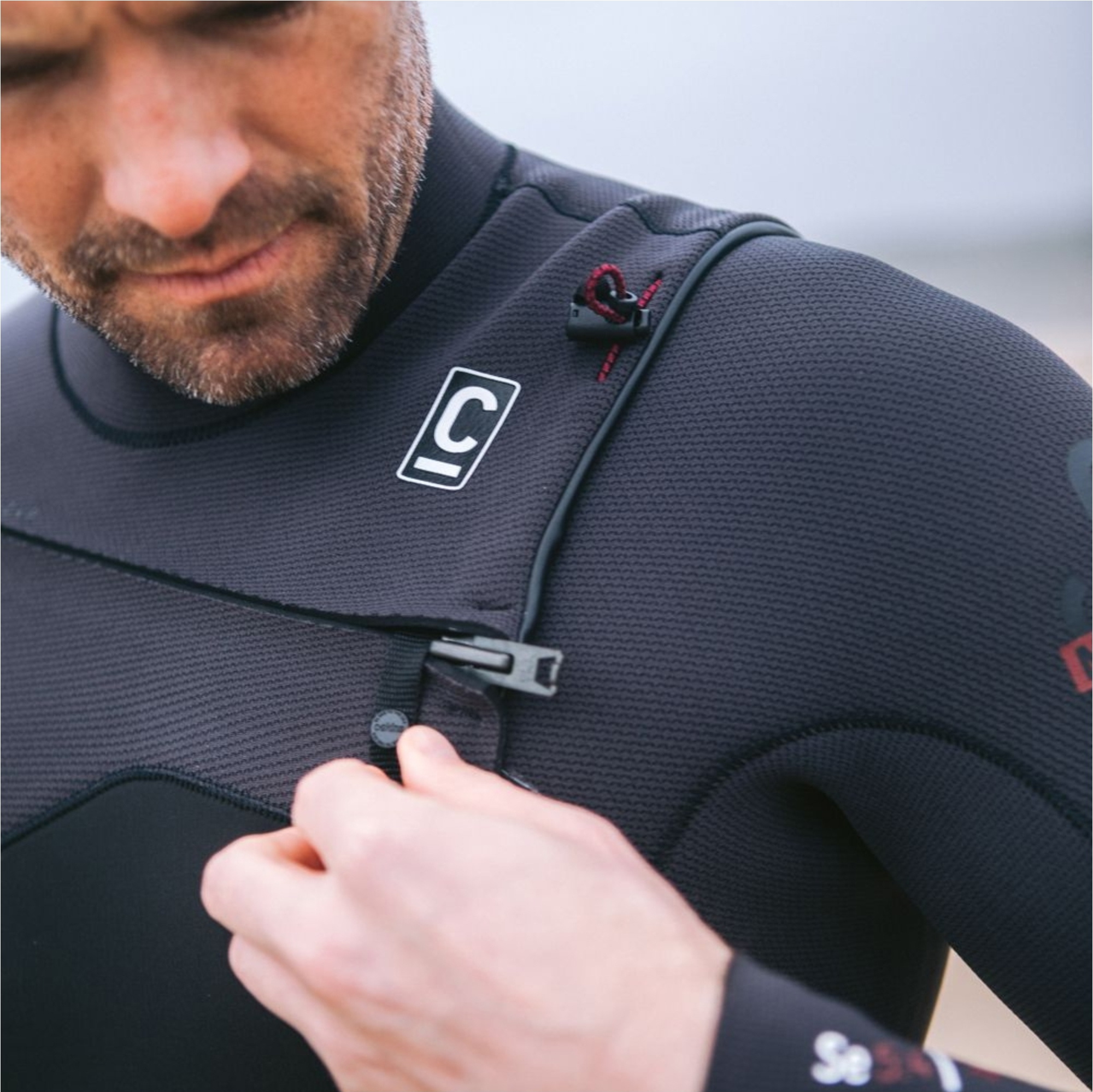 2025 C-Skins Mens NuWave Session 5/4/3mm Chest Zip Wetsuit C-NSE54MCZ - Black / Meteor x / Rust